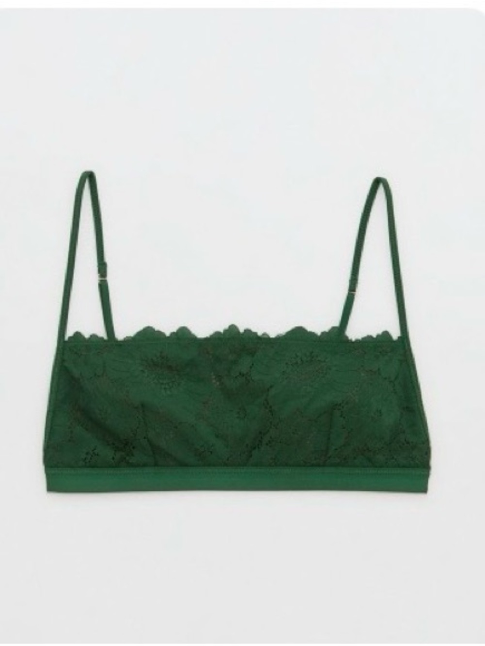 Aerie Poppy Lace Bandeau Dark Algae Green Size Large
